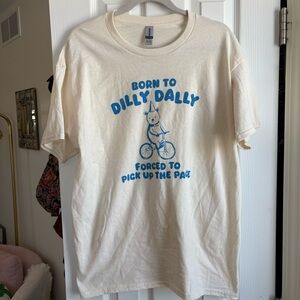 Gildan Cream Tee with Blue Graphic